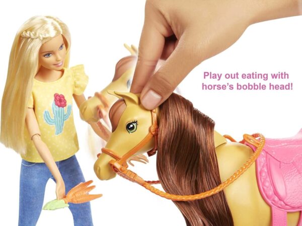 Barbie Playset and Chelsea Blonde Dolls, 2 Horses with Bobbling Heads and 15+ Toy Accessories That Include Corral Fencing, Feeding, Grooming, Nurturing and Horseback Riding Pieces, 3Y+ - Image 3