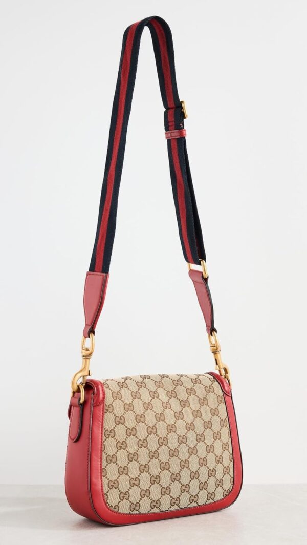 WHAT GOES AROUND COMES AROUND Women's Pre-Loved Gucci Red Canvas Lady Web Shoulder Bag - Image 4