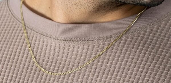 Solid 14K Yellow Gold 2.5mm Concave Cuban Link Curb Chain Necklace - Image 3