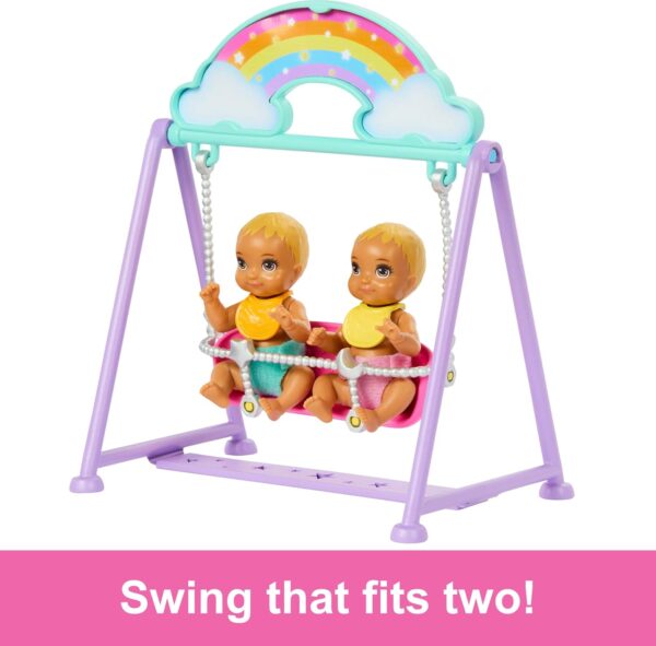 Barbie Skipper Doll & Nursery Playset with Accessories, Includes Twin Baby Dolls, 1 Crib, 1 Swing, 1 See-Saw & More - Image 3