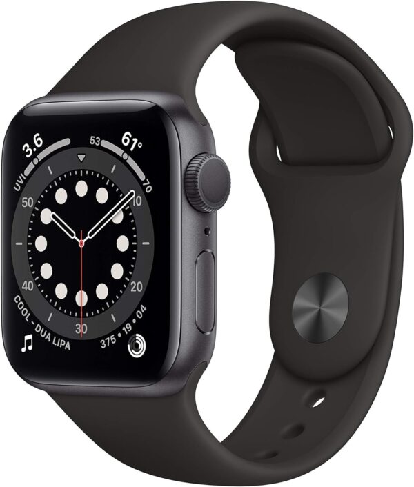 Apple Watch Series 6 (GPS, 40mm) - Space Gray Aluminum Case with Black Sport Band (Renewed)