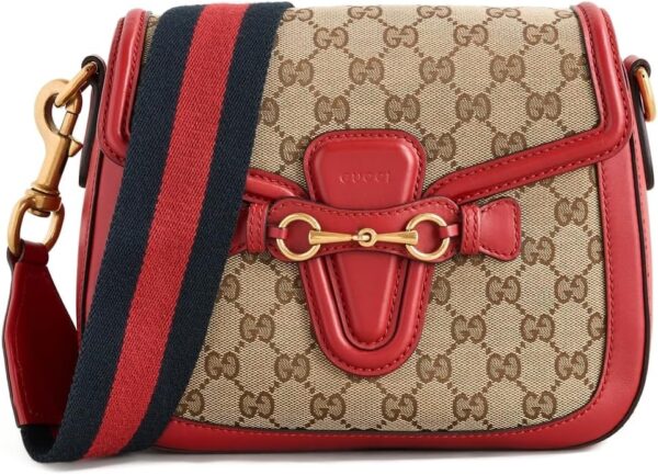 WHAT GOES AROUND COMES AROUND Women's Pre-Loved Gucci Red Canvas Lady Web Shoulder Bag