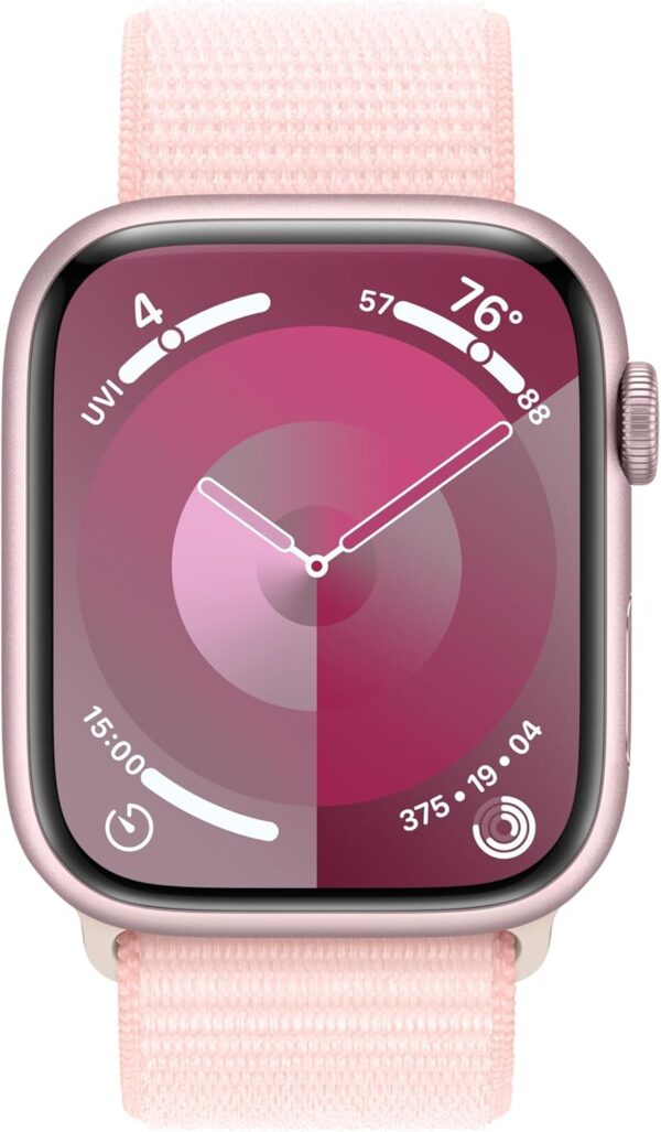 Apple Watch Series 9 [GPS 45mm] Smartwatch with Pink Aluminum Case with Pink Sport Loop. Fitness Tracker, Blood Oxygen & ECG Apps, Always-On Retina Display, Carbon Neutral - Image 2