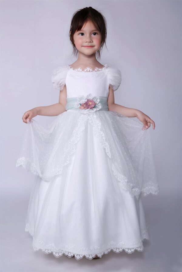 Pettigirl Girls First Communion White Flower Clothing Kids Elegant Wedding Bridesmaid Pageant Prom Ruffle Fancy Dresses - Image 2