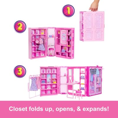 Barbie Dream Closet Playset with 25+ Pieces, Doll Clothes & Accessories - Gift for Ages 3+ - Image 4