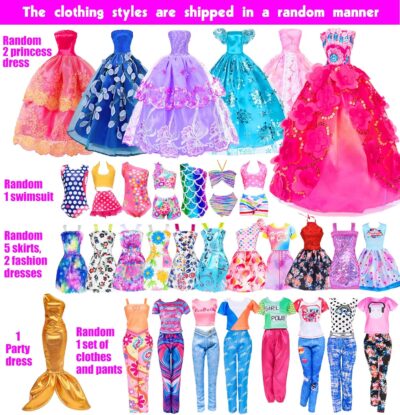 ebuddy 105 Pcs Doll Closet Wardrobe Set Closet Playest Toys Doll Clothes and Accessories for 11.5 Inch Girl Doll Including Wardrobe,Shoes Rack,Dress,Shoes Hangers,Necklace (No Doll) - Image 4