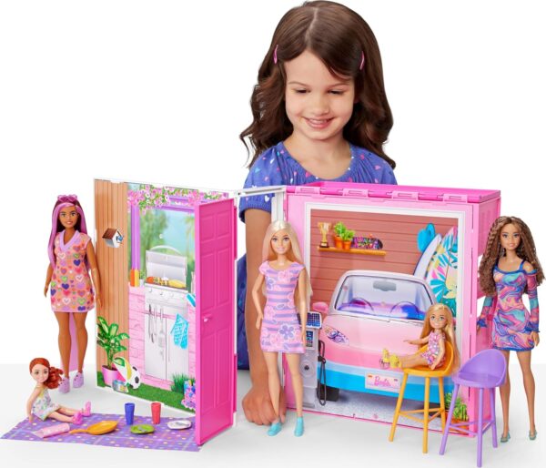 Barbie Doll House Playset, Getaway House with 11 Accessories Including 2 Chairs, 4 Play Areas & 360-degree Play - Image 2