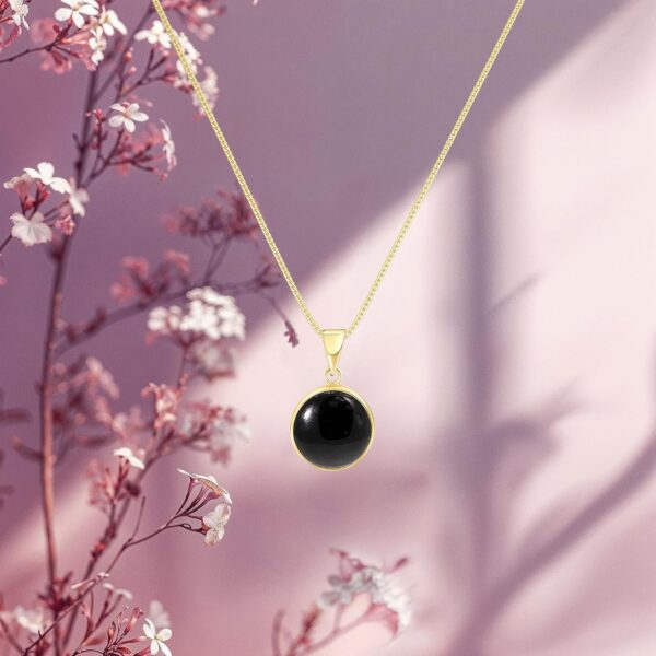 14K Gold Black Onyx Necklace for Women - Solid Gold Necklace - Onyx Pendant - Gold Pendant Necklace - Gothic Necklace - Birthstone Necklace for Women - Onyx Jewelry for Women - Image 4