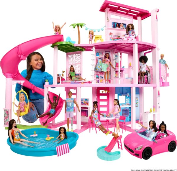 Barbie DreamHouse, Doll House Playset with 75+ Pieces Including Toy Furniture & 3-Story Pool Slide, Pet Elevator & Puppy Play Areas - Image 3