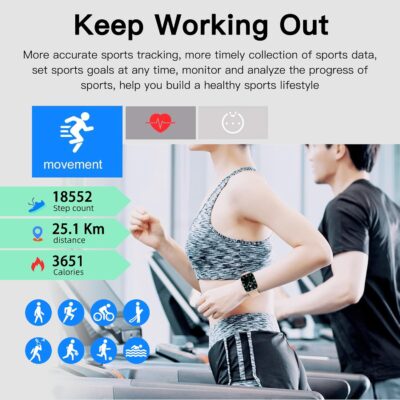 Smart Watch 2.01" Answer/Make Calls - Fitness Tracker for Men Women, Heart Rate Sleep Monitor, 100 Sports, IP68 Waterproof - Compatible Android iPhone - Image 3