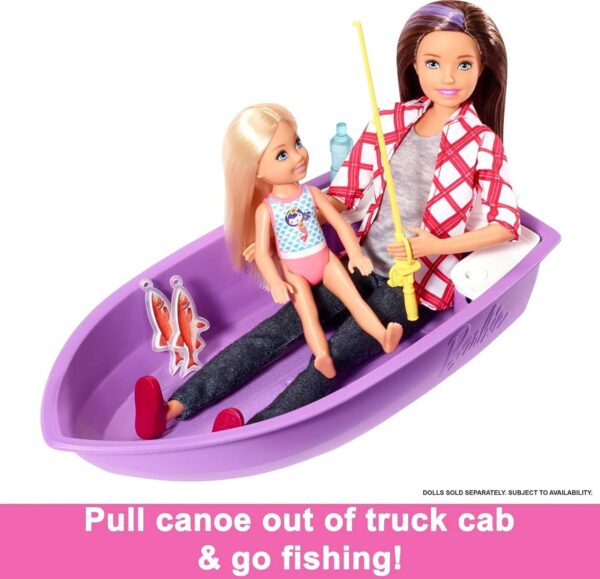 Barbie Camper Playset, 3-in-1 DreamCamper with Pool & 50 Accessories, Transforms into Doll-Sized Truck, Boat & House (Amazon Exclusive) - Image 4