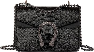 GLOD JORLEE Crossbody Shoulder Bag for Women Luxury Snake-Print Chain Strap Satchel Purse