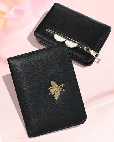 Bistup Bee RFID Credit Card Holder Wallet Women - Cute Leather Accordion Zipper Purse - Image 4