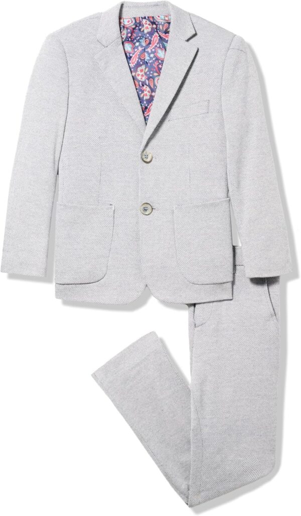 Isaac Mizrahi Slim Fit Boy's Solid Birdseye Textured Suit