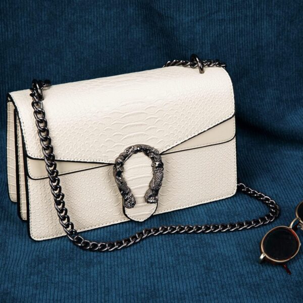 Women's Snake Print Crossbody Shoulder Bag PU Leather Satchel Chain Purse Evening Clutch Handbag - Image 2