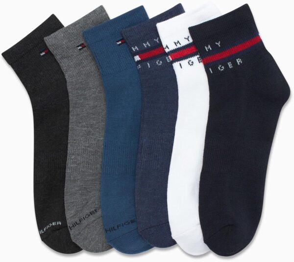 Tommy Hilfiger Men's Quarter Socks - 6 Pack Cushioned Men's Athletic Ankle Socks - Breathable Sports Socks for Men - Image 4