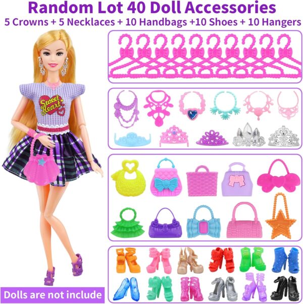 Ecore Fun 86 Pcs Doll Accessories with Doll Closet Wardrobe for 11.5 Inch Doll Dress Up Set Including Wardrobe Handbags Dress Shoes Hangers Necklace Pet and Other Accessories (No Doll)… - Image 5