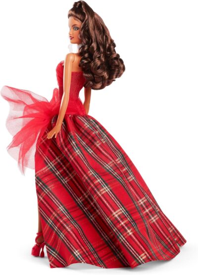 Barbie Signature 2024 Holiday Doll with Light Brown Hair in Plaid Gown, Collectible Toy in Displayable Packaging - Image 5