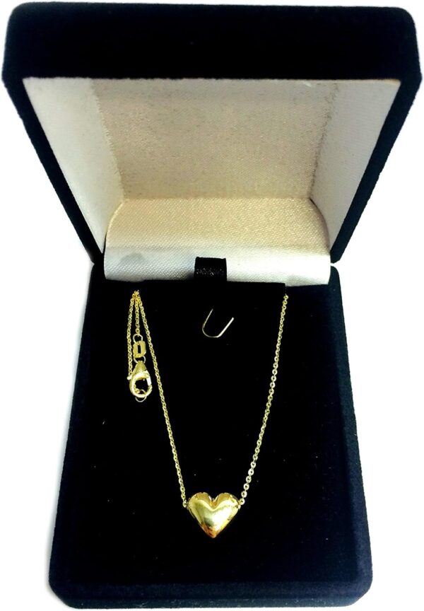 Jewelry Affairs 14k Yellow Gold Sliding Puffed Heart Pendant Necklace, 18" - Image 4