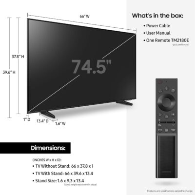 Samsung 75" QLED 4K TV & HW-Q60T Soundbar Bundle | QN75Q60AA Titan Gray (2021) - Immersive Home Theater - Image 2