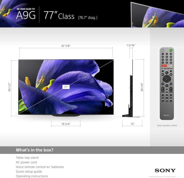 Sony XBR-77A9G 77-inch TV: MASTER Series BRAVIA OLED 4K Ultra HD Smart TV with HDR and Alexa Compatibility - 2019 Model - Image 3