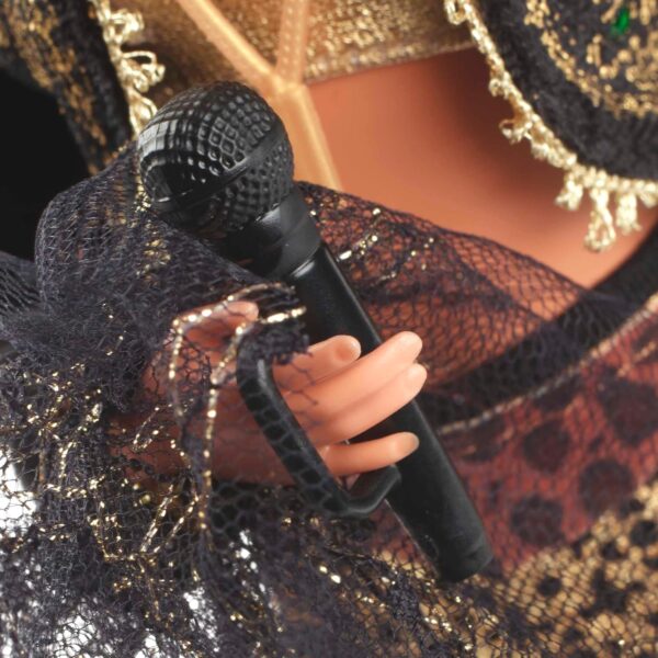 Barbie Signature Gloria Estefan Doll in Gold and Black Fashion and Accessories, with Microphone, Gift for Collectors - Image 4