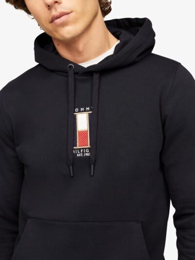 Tommy Hilfiger Men's Medium Weight Fleece Hoodie Sweatshirt with Embroidered Flag Logo - Image 3