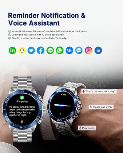 Smart Watch for Men (Answer/Make Call),1.43''AMOLED Screen with 24 Hours Healthy Monitor, 100+ Sports Modes Fitness Tracker Watch, 400mAh Battery Pedometer Calorie Smartwatch Compatible Android iOS - Image 3