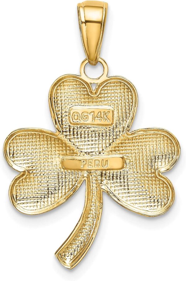 IceCarats 14K Solid Yellow Gold Lucky Clover Leaf Shamrock Flower Necklace Heart Irish Claddagh Celtic Charm Pendant Jewelry - Image 2