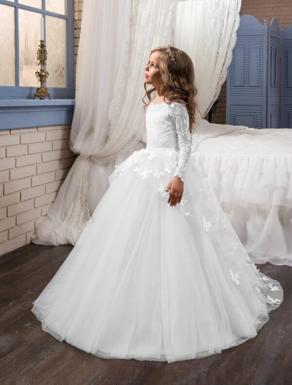 Abaowedding Lovely Flower Girl Dress Lace Long Sleeves Prom Gown - Image 3