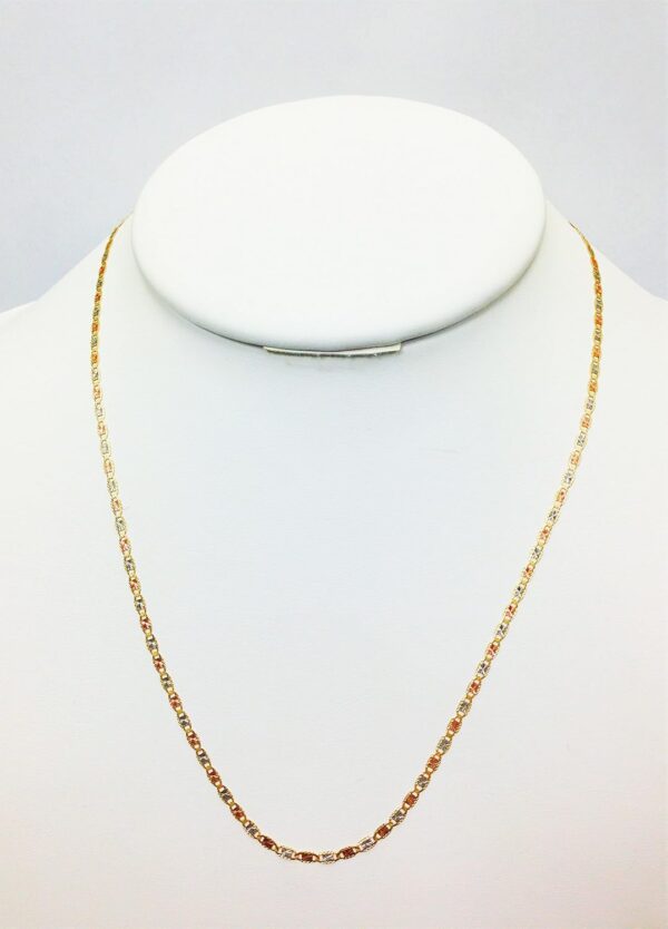 14 Karat Three Tone Yellow Gold/White Gold/Rose Gold Necklace 2,5 mm Width (16"-24") - Image 3