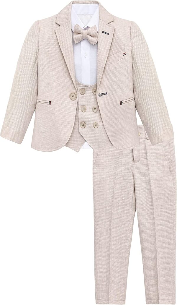 Lilax Boys Suit Set, Formal Jacket, Vest, Pants, Shirt and Matching Bowtie 5 Piece - Image 2