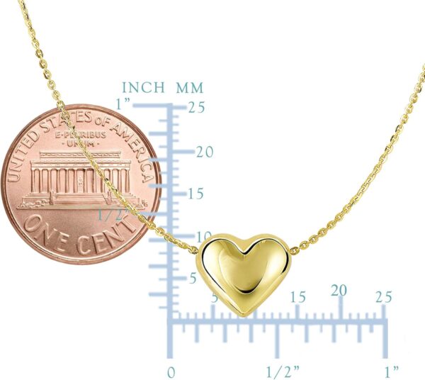 Jewelry Affairs 14k Yellow Gold Sliding Puffed Heart Pendant Necklace, 18" - Image 2