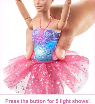 Barbie Dreamtopia Doll, Twinkle Lights Posable Ballerina with 5 Light-Up Shows, Sparkly Pink Tutu, Blonde Hair & Hair Accessory - Image 4