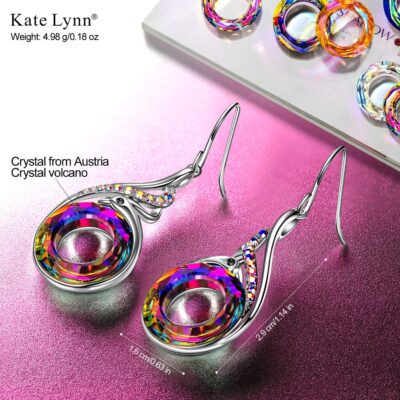 Kate Lynn "Rise From the Ashes" Phoenix Earrings, Sterling Silver Dangle Earrings with Crystals from Austria, Birthday Gift with Jewelry Box, Symbol of Luck and Renewal - Image 2