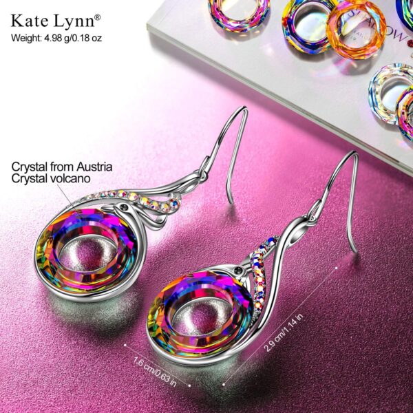 Kate Lynn "Rise From the Ashes" Phoenix Earrings, Sterling Silver Dangle Earrings with Crystals from Austria, Birthday Gift with Jewelry Box, Symbol of Luck and Renewal - Image 2