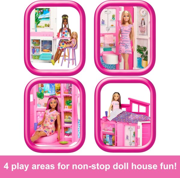 Barbie Doll House Playset, Getaway House with 11 Accessories Including 2 Chairs, 4 Play Areas & 360-degree Play - Image 5