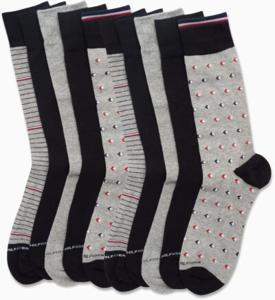 Tommy Hilfiger Men's Dress Socks - 10 Pack Soft Cotton Blend Classic Crew Socks for Men - Casual Men's Long Work Socks (7-12) - Image 2