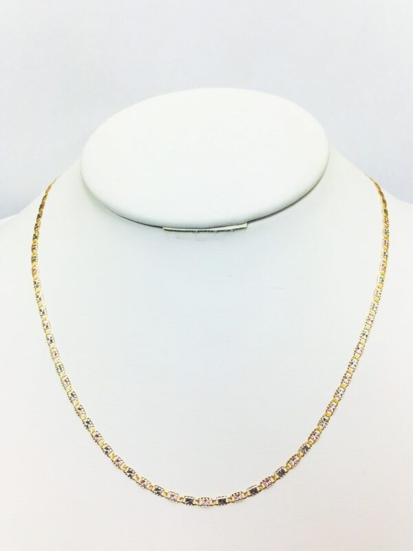 14 Karat Three Tone Yellow Gold/White Gold/Rose Gold Necklace 2.75MM Width (16"-24") - Image 3