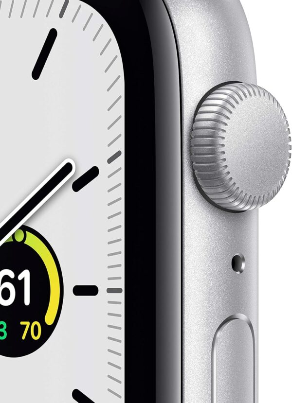 Apple Watch SE (GPS, 44mm) - Silver Aluminum Case with White Sport Band (Renewed) - Image 2