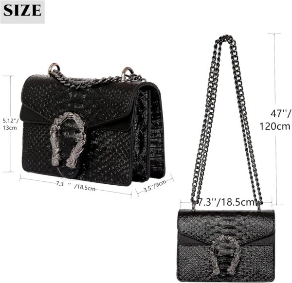 GLOD JORLEE Crossbody Shoulder Bag for Women Luxury Snake-Print Chain Strap Satchel Purse - Image 4