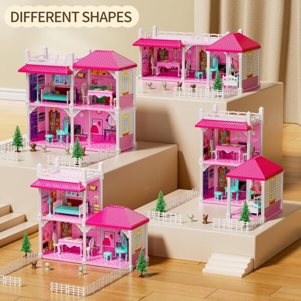 Villa Girls Toys for Kids Ages 2 3 4 5 6 7 - Girls Dolls, DlY Girls Toys, Girls Indoor Toys, Pretend Plays Toy with Accessories and Furniture, Girls Toys, Outdoor Play for Kids - Image 3