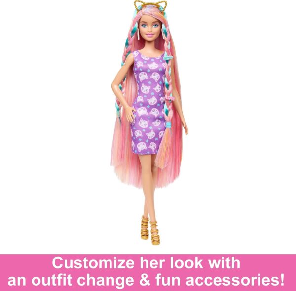 Barbie Fun & Fancy Doll & Accessories Set, Fashion Doll with Extra-Long Color-Streaked Blonde Hair, Clothes & Styling Pieces - Image 5