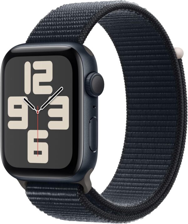 Apple Watch SE (2nd Gen) [GPS 44mm] Smartwatch with Midnight Aluminum Case with Midnight Sport Loop. Fitness & Sleep Tracker, Crash Detection, Heart Rate Monitor, Carbon Neutral