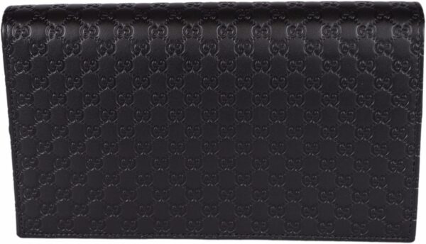 Gucci Women's Leather Micro GG Guccissima Mini Crossbody Wallet Bag Purse (Black) - Image 4