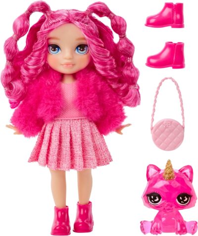 Rainbow High Littles – Magenta Monroe, Pink 5.5" Posable Small Doll with Purse, Magical Pet Kitty, Girls Toy Gift, Kids Ages 4-12 Years - Image 2