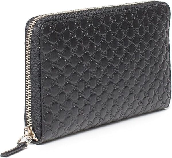 Gucci Microguccissima Signature Leather Long Zip Around Wallet, Black - Image 2