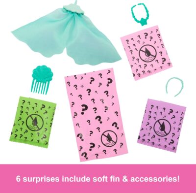 Barbie Color Reveal Doll & Accessories with 6 Unboxing Surprises, Mermaid Series with Color-Change Bodice - Image 4