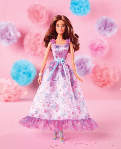 Barbie Signature Birthday Wishes Doll, Collectible in Satiny Lilac Dress with Wavy Brown Hair - Image 2