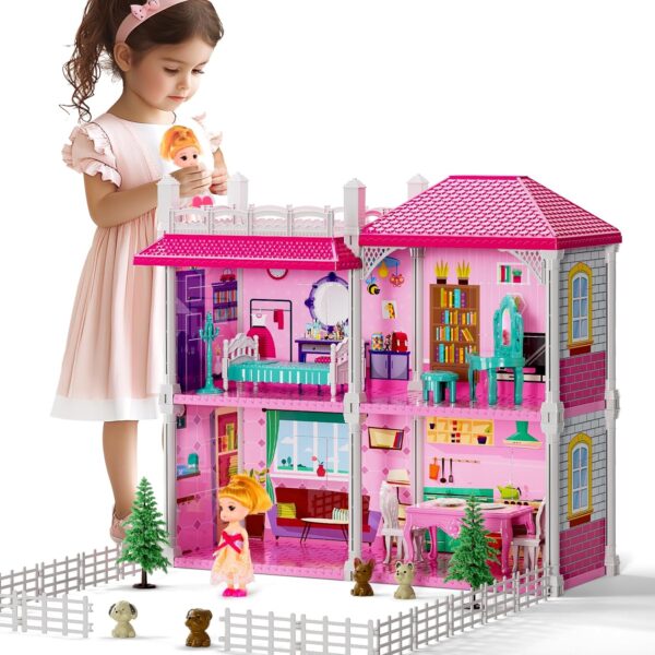 Villa Girls Toys for Kids Ages 2 3 4 5 6 7 - Girls Dolls, DlY Girls Toys, Girls Indoor Toys, Pretend Plays Toy with Accessories and Furniture, Girls Toys, Outdoor Play for Kids